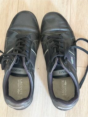 Lacoste Sport Black Leather Sneakers – Classic Low-Top – Men’s Size US11